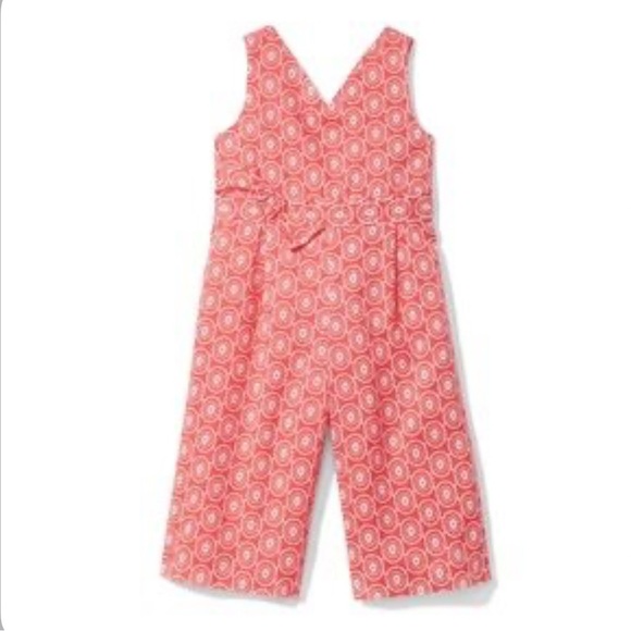 Janie and Jack Coral White Wide Leg Sleeveless Jumpsuit Romper size 12 - Picture 1 of 16